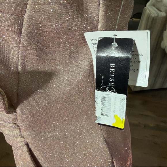 Betsy & Adam Glittering Asymmetrical Blush Dress - Picture 5 of 8